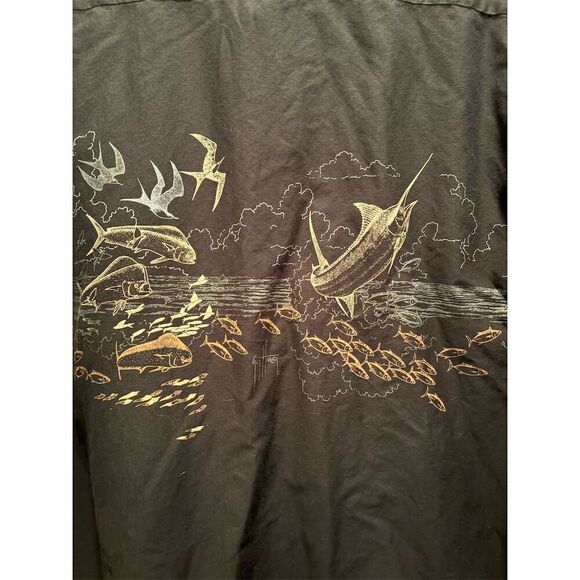 Guy Harvey Men's XL Navy Graphic Print Short Sleeve Button-Up Shirt - Picture 6 of 9